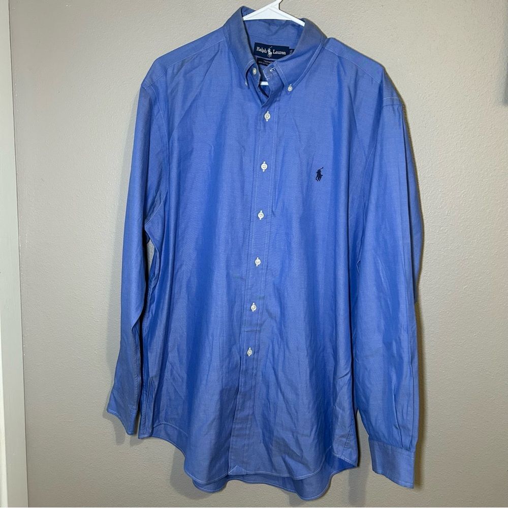 Ralph Lauren Yarmouth Blue Cotton Button Down Dress Shirt Men’s Size 16 34/35
